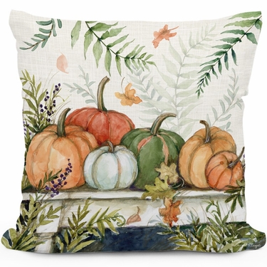 Pumpkin Table w/Ferns Outdoor Pillow - Click to enlarge