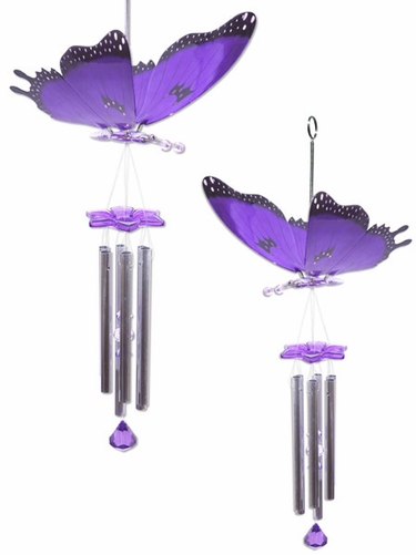 Purple Butterfly Wind Chimes (Set of 2) - Click to enlarge
