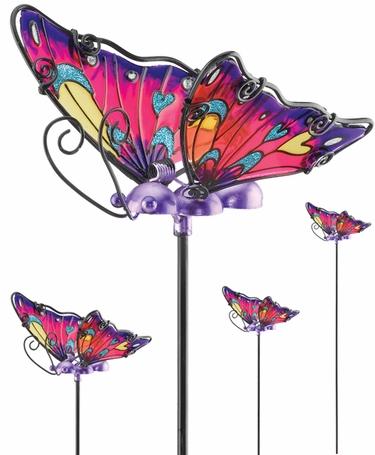 Purple Glass Butterfly Picks (Set of 6) - Click to enlarge