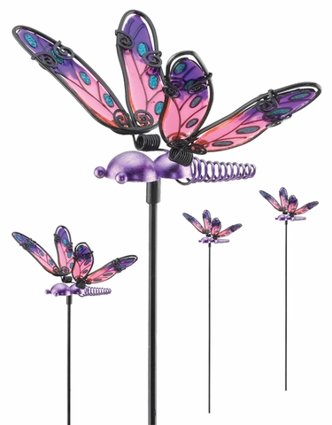 Purple Glass Dragonfly Picks (Set of 6) - Click to enlarge