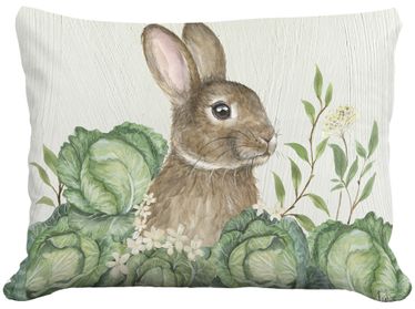 Rabbit and Cabbages Outdoor Pillow - Click to enlarge