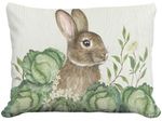 Rabbit and Cabbages Outdoor Pillow