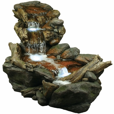 Rainforest Creek Three-Tier Fountain w/LED Lights - Click to enlarge