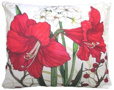Red Amarylis Pair Outdoor Pillow - Click to enlarge