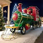 Giant 27 Foot Iron Christmas Train w/Cart & LED Lights