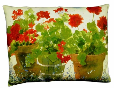 Red Geraniums Outdoor Pillow - Click to enlarge