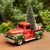 Red & Green Iron Christmas Truck w/Snowflakes & Tree