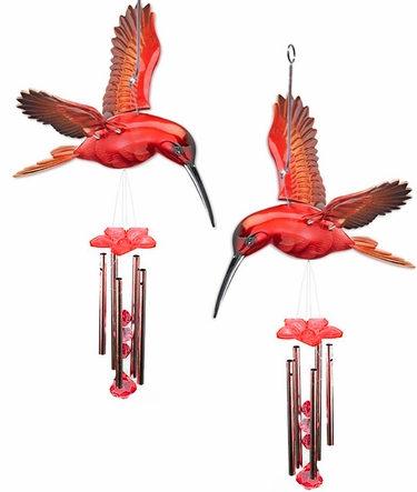 Red Hummingbird Wind Chimes (Set of 2) - Click to enlarge