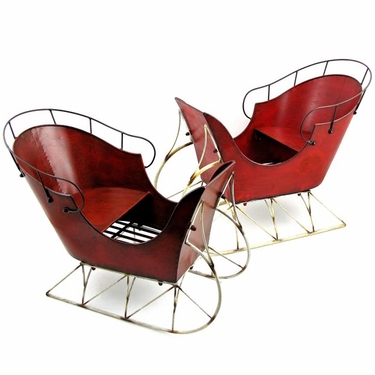 Red Iron Antique Display Sleighs (Set of 2) - Click to enlarge