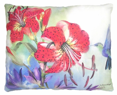 Red Lilies Outdoor Pillow - Click to enlarge