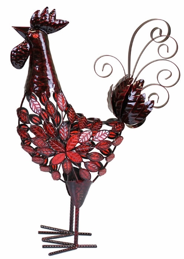 Red Mosaic Rooster Decor - Click to enlarge