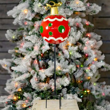 Red Christmas Ornament Garden Stake - Click to enlarge