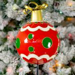 Red Christmas Ornament Garden Stake