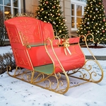 6ft. Large Life-Size Victorian Iron Red Sleigh 6ft. Large Life-Size Victorian Iron Red Sleigh