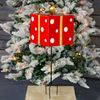 Red & White Polka Dot Metal Gift Box Garden Stake