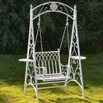 Regal Iron Swing Chair - Antique White