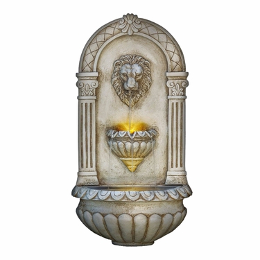 Roman Lion Head Wall Fountain w/LED Lights - Click to enlarge