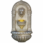 Roman Lion Head Wall Fountain w/LED Lights