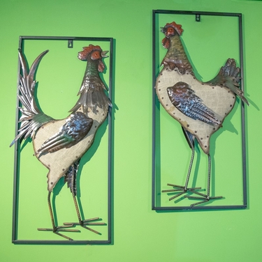 3D Rooster and Hen Wall Decor Set - Click to enlarge