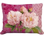 Roses on Pink Outdoor Pillow