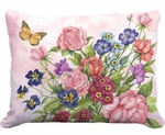 Roses & Pansies w/Butterfly Outdoor Pillow