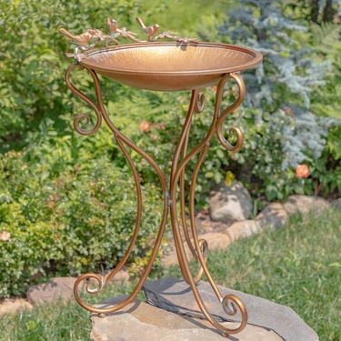 Round Copper Birdbath Birdfeeder - Click to enlarge