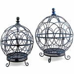 Round Globe Plant Stands (Set of 2) - Antique Blue