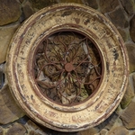 Round Wooden Wall Frame w/Iron Decor - Barcelona Red Finish