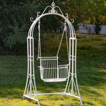 Royal Oasis Iron Swing Chair - Antique White - Click to enlarge