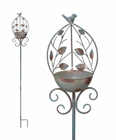 Rustic Leaf Bird Feeder Stake - Click to enlarge