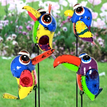 Rustic Metal Bird Garden Stakes (Set of 4) - Click to enlarge