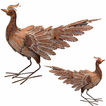Rustic Pheasant Birds - Upwards (Set of 2) - Click to enlarge