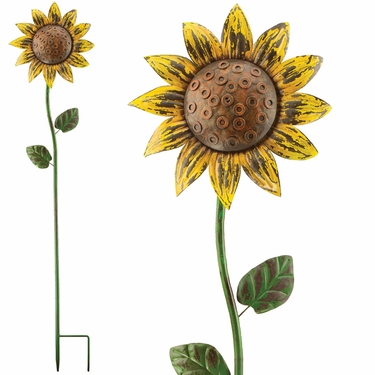 Rustic Sunflower Spinner Stake - Click to enlarge