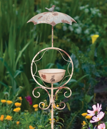 Rustic Umbrella Bird Feeder Stake - Click to enlarge