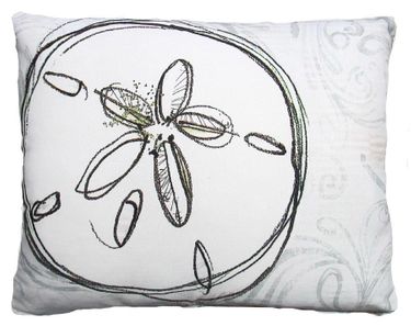 Sand Dollar on Gray Outdoor Pillow - Click to enlarge