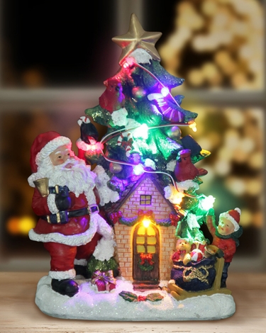 Santa w/LED Tree House - Automatic Timer - Click to enlarge