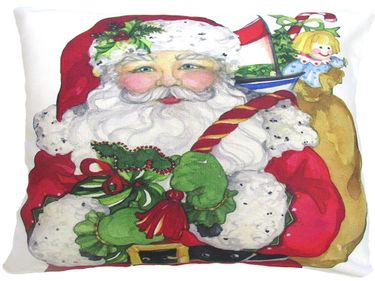 Santa w/Toy Bag Outdoor Pillow - Click to enlarge