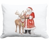 Santa with Reindeer Outdoor Pillow