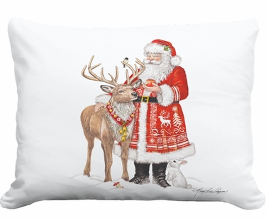 Santa with Reindeer Outdoor Pillow - Click to enlarge