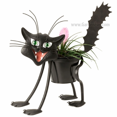 Scary Cat Black Metal Planter - Click to enlarge