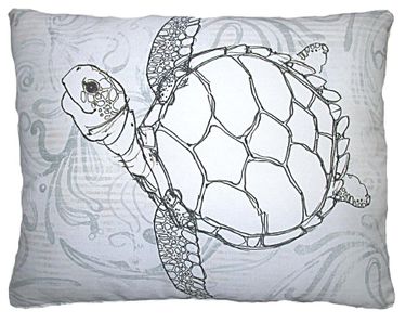 Sea Turtle on Gray Outdoor Pillow - Click to enlarge