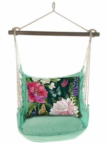 Seafoam Green Garden Flowers Mystique Hammock Chair Swing Set - Click to enlarge