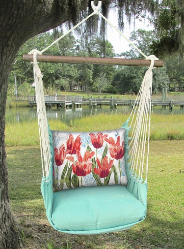 Seafoam Green Perennial Garden 2 Hammock Chair Swing Set - Click to enlarge