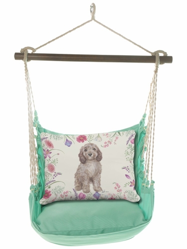 Seafoam Green Spaniel on Meadow Hammock Chair Swing Set - Click to enlarge