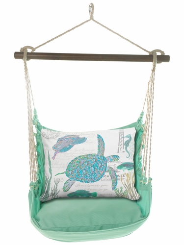Seafoam Green Turtle Sealife Medley Hammock Chair Swing Set - Click to enlarge