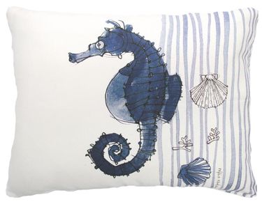 Seahorse Blue Outdoor Pillow - Click to enlarge