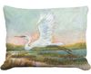 Serene Egret Flying Outdoor Pillow