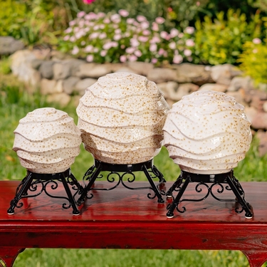 Set of 3 Ceramic Gazing Globes w/Stands - 