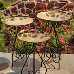 Set of 3 Frosted Gold Iron Birdbaths w/Butterflies