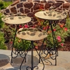 Set of 3 Frosted Gold Iron Birdbaths w/Butterflies
